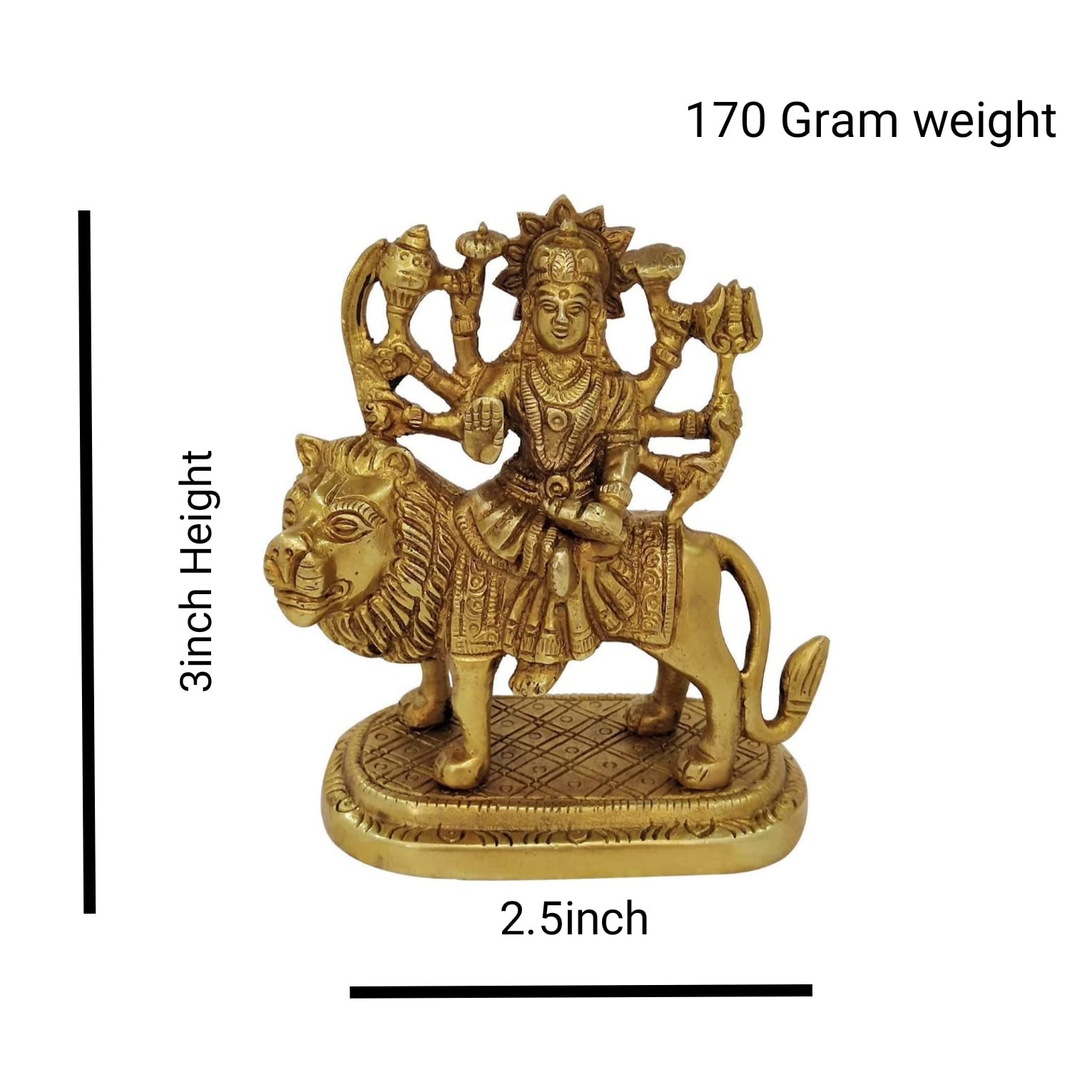 PRANCHI Brass Idol of MATA Sherawali | Maa Durga On Lion for Blessings, Health & Wealth - Image 3 thumbnail