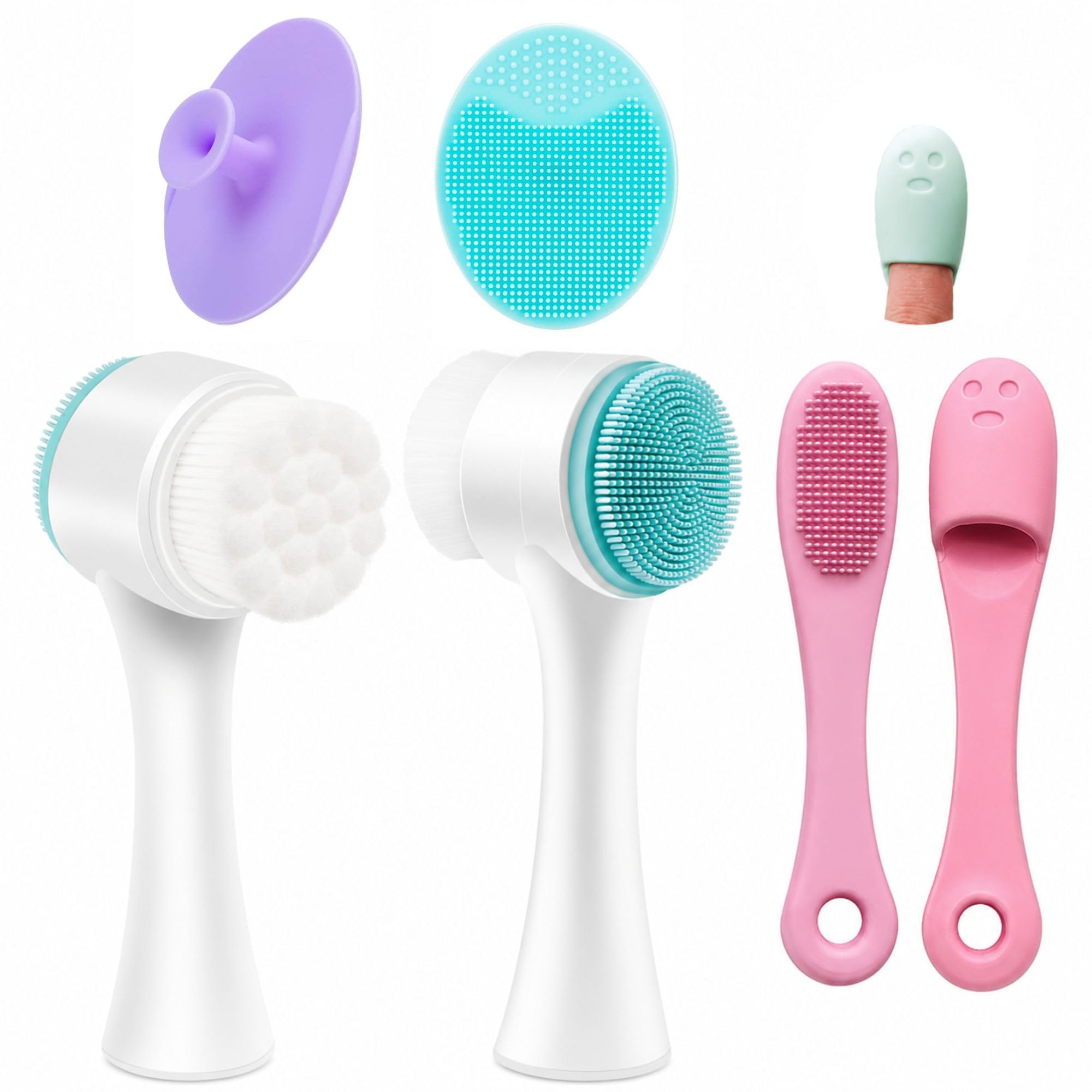 3 Pcs Silicone Face Scrubber & Cleansing Brush Combo, Facial Exfoliator Brush for Deep Pore Cleaning, Blackhead Removal, Soft Silicone Face Wash Brush, Massage Tool for Men & Women (Multicolor)-image-29