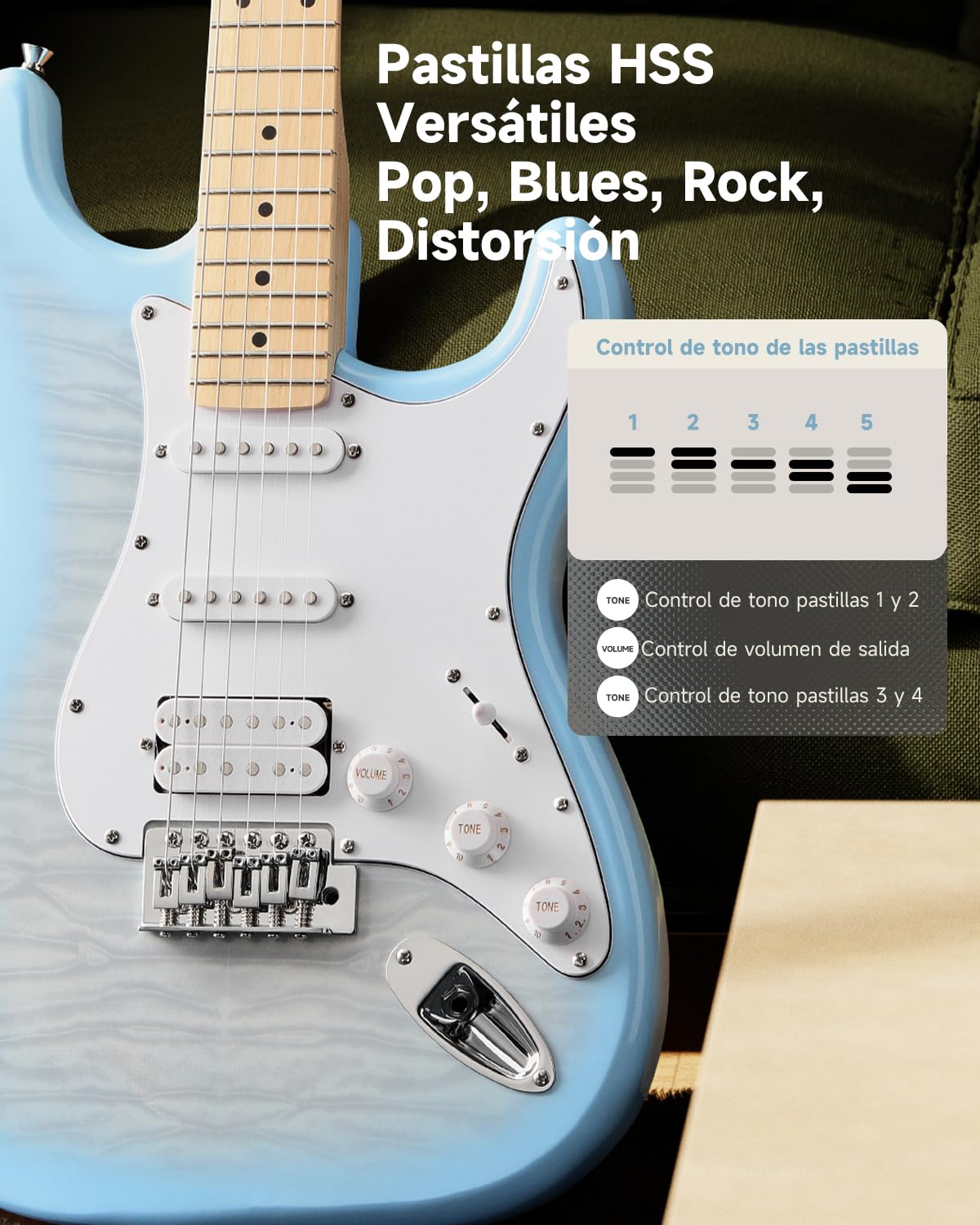 Donner DST-90 Guitarra Eléctrica 39 Pulgadas, Kit de Guitarra Eléctrica para Principiantes con Amplificador, Pastillas HSS, Funda, Afinador, Cejilla, Correa, Cuerdas, Cable y Púas, Plumbago Burst
