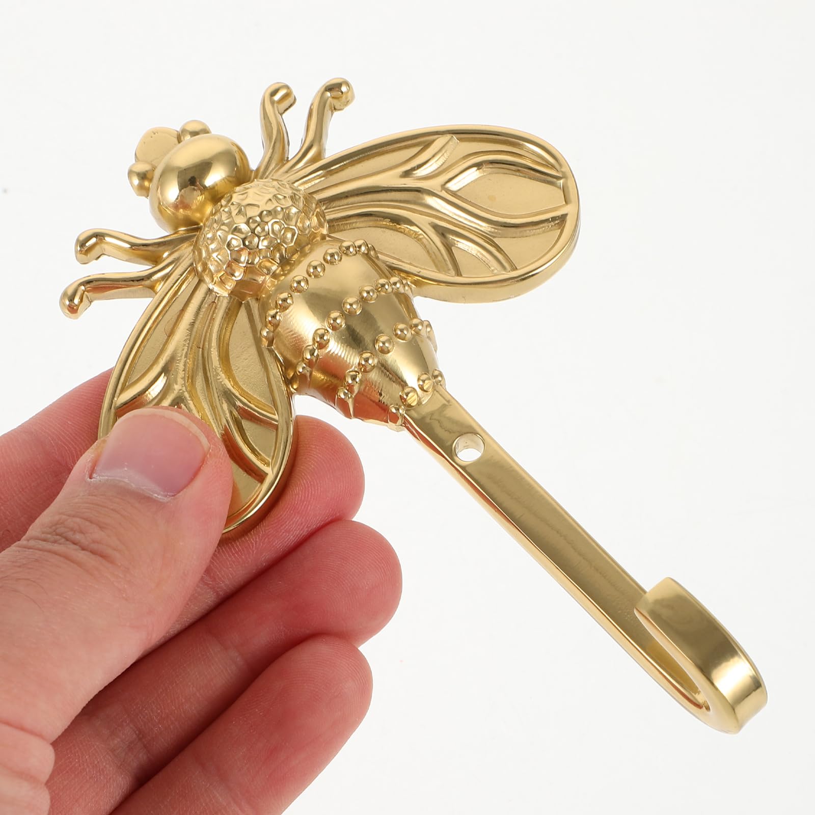 CAIRIAC Brass Bee Coat Hook – Decorative Wall Mounted Rack For Towels, Hats, Keys (Golden)