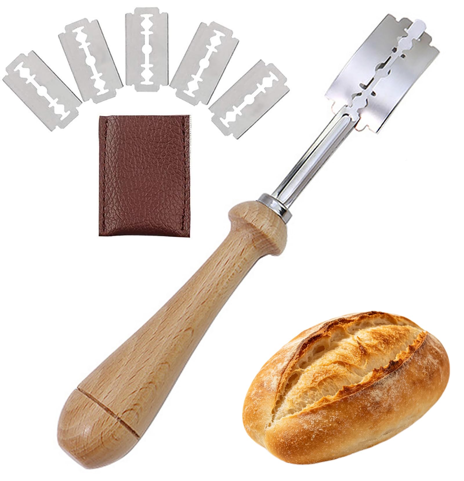 LAIYORA Bread Lame Sourdough Scorer Wood Handle Stainless Blade for Baking