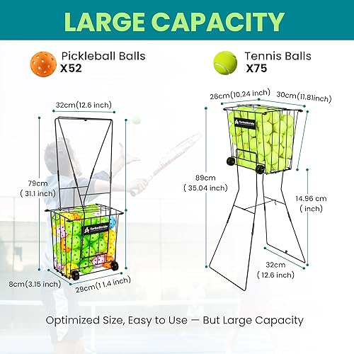 Miniatura 4 de Tolva de pelota de tenis portátil, recogedor de pickleball, gran capacidad, sin montaje para un fácil transporte para recoger y almacenar