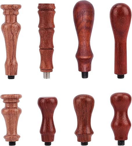 CRASPIRE 8 piezas de sellos de cera con mango universal de madera para sello de cera reemplazo de cabeza de sello
