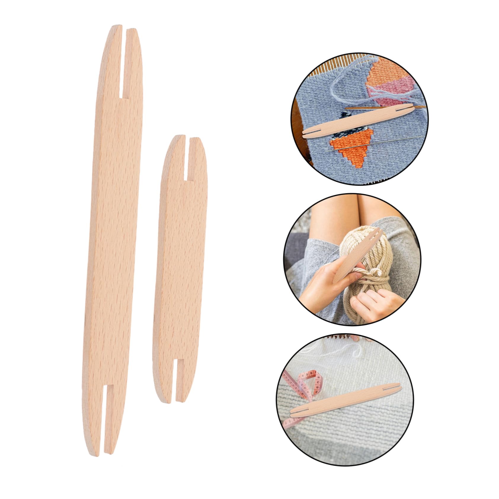 Lurrose Lot De 4 Outils De Tissage Légers en Bois pour Le Tissage Le Tricot Les Navettes en Bois Les Accessoires De Tissage 4 Pièces X 4