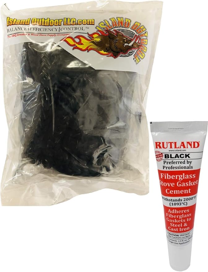 LavaLock Wood Stove Replacement Gasket & Glue for Woodburning Stoves Graphite