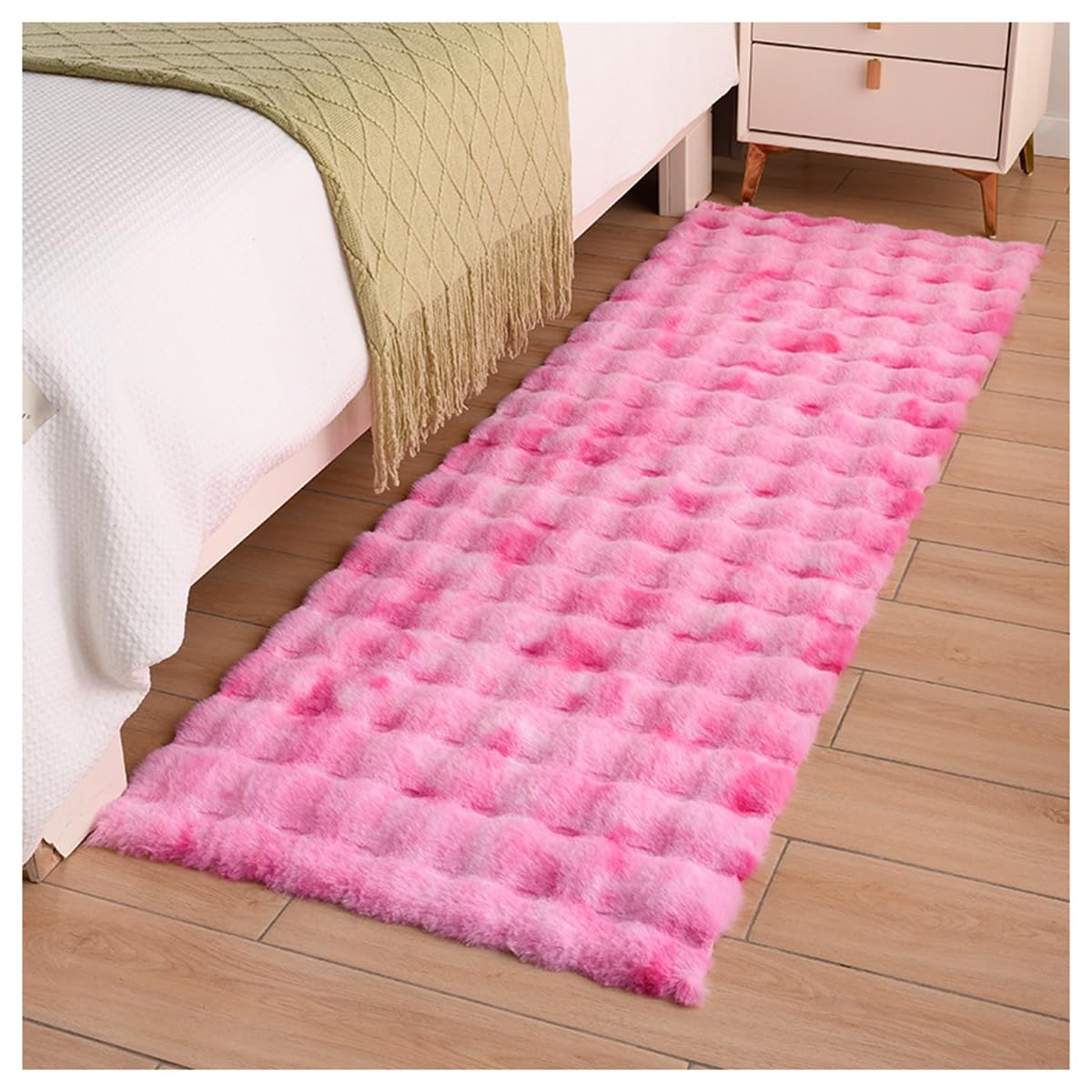 Tapis doux pour sol froid, fausse fourrure rose moelleuse chambre enfant