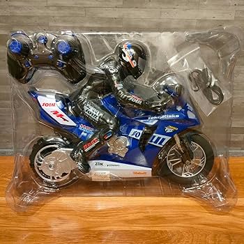 Amazon | ラジコンバイク ブルー ジャイロセンサー ウィリー