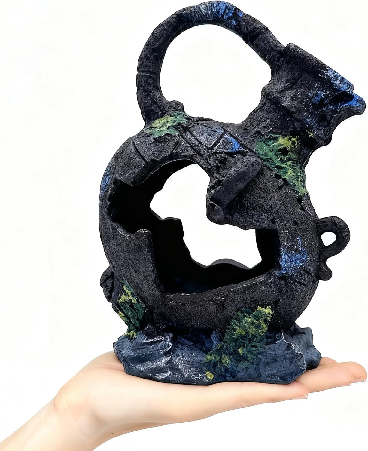 Aquarium Decoration - Fish Tank Cave Decoration Accessories Resin Classical Ceramic Jar Ornaments Betta Fish, Shrimp, Cichlid Rest, Entertainment, and Breeding Spacious Hide and Play Place