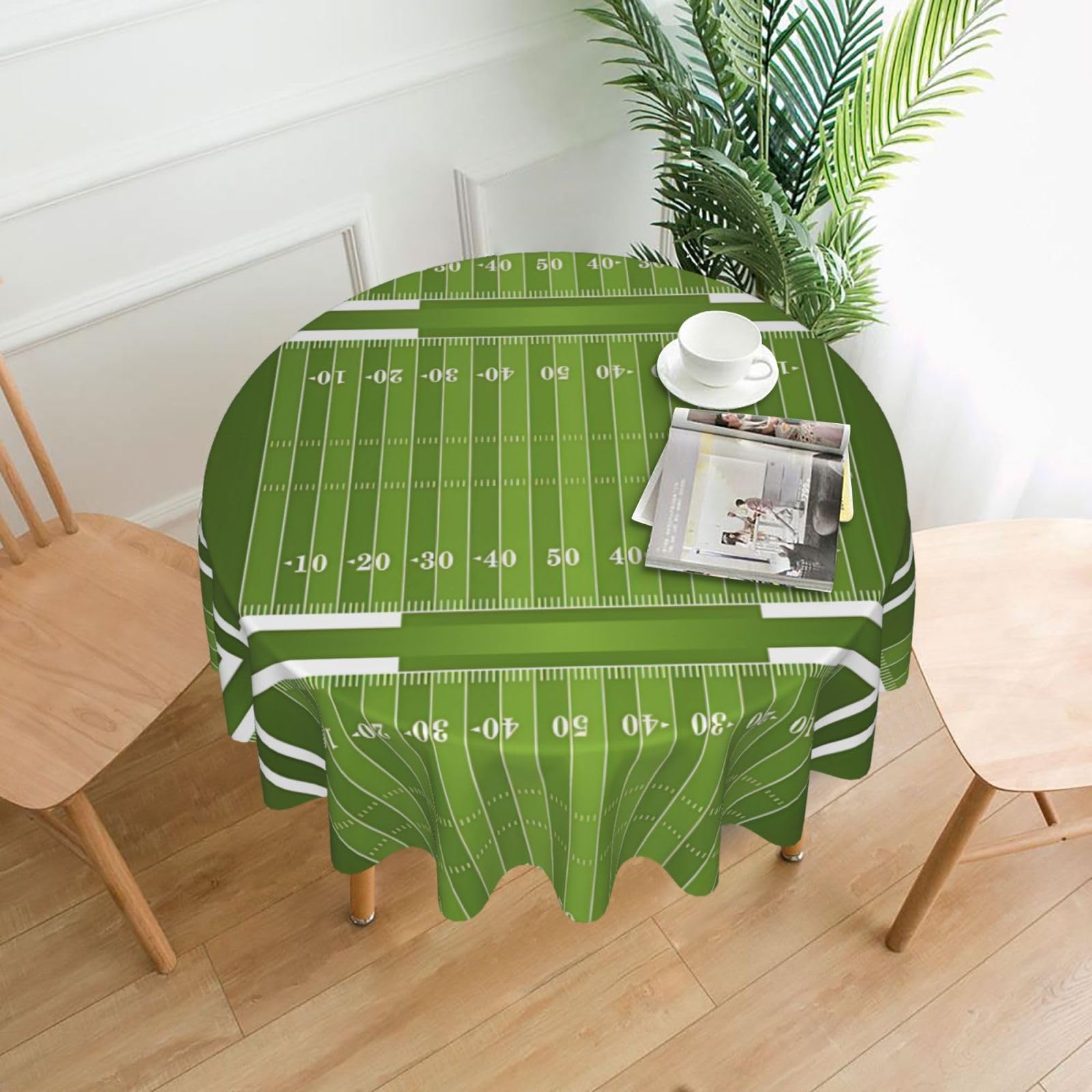 YYHWHJDE Sports Field in Green Prints Round Decorative Table Throw 60in – Waterproof Table Cover for Elegant Dining & Outdoor Gatherings