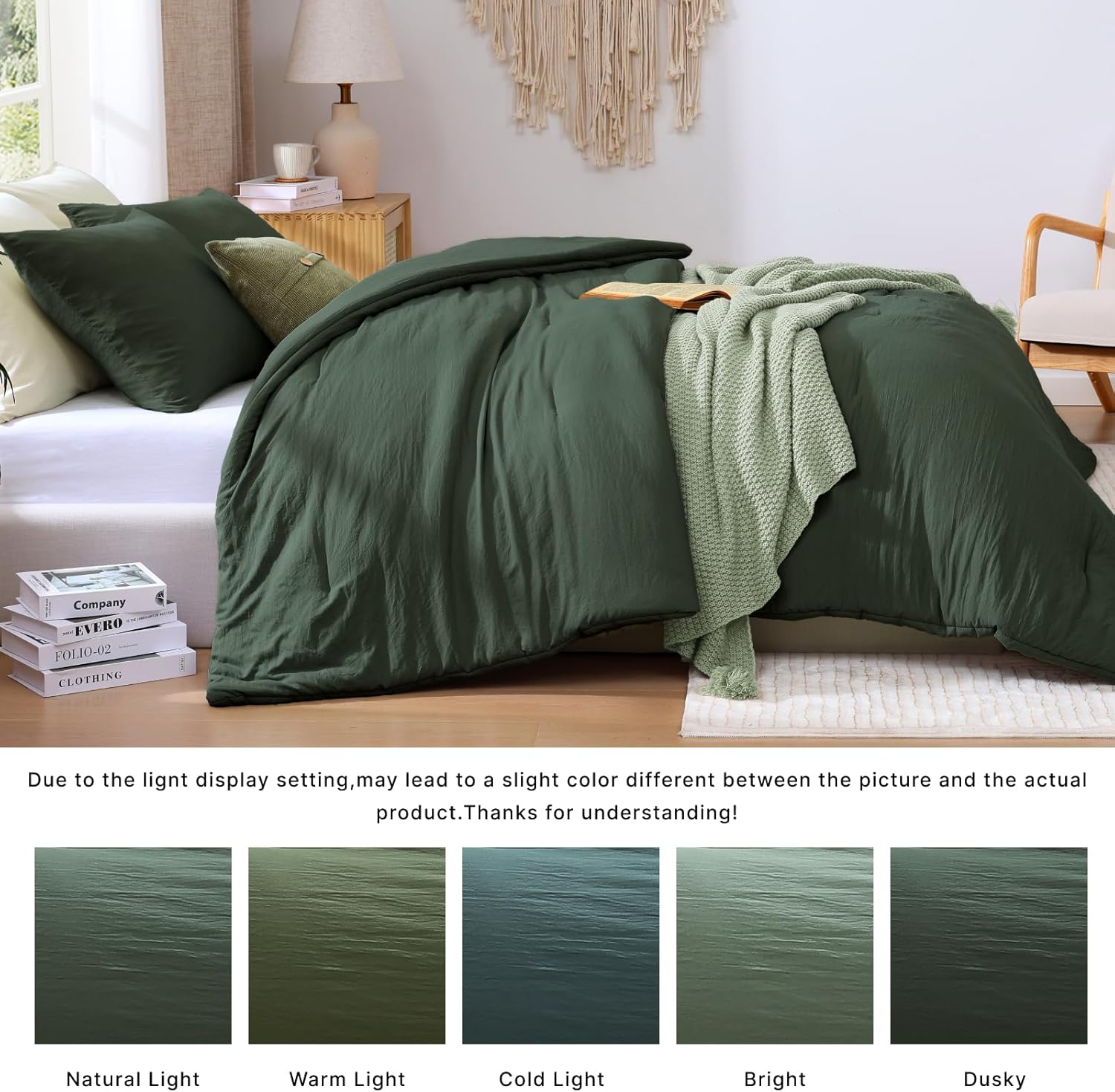 WRENSONGE Full Size Comforter Sets - 3 Pieces Deep Forest Comforter Prewashed Soft Lightweight for All Seasons, Fluffy Down Alternative Comforter Full Size with 2 Pillow Shams - Image 4