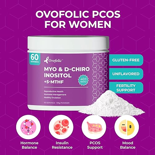 Miniatura 3 de Suplemento de SOP para mujeres, aumenta la fertilidad, el equilibrio hormonal y el apoyo del SOP - Mio-inositol, D-Chiro Inositol, folato activo -