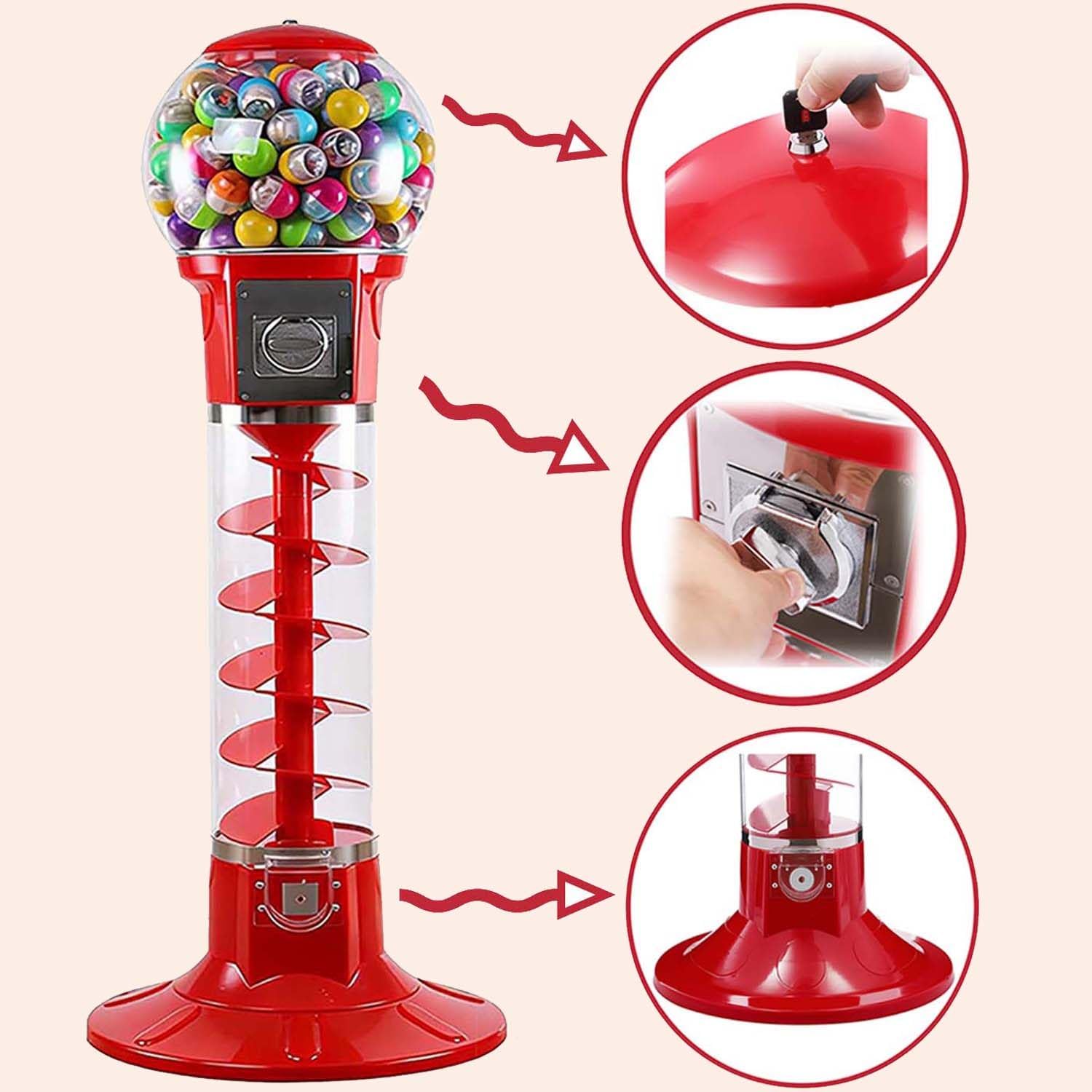 Gashapon Expendedora de Cápsulas Dispensador de Bolas de Chicles Máquina Gacha de Dulces Máquina Gashapon de Cápsulas de Caramelos de Dulces para Cápsulas Retro Yellow