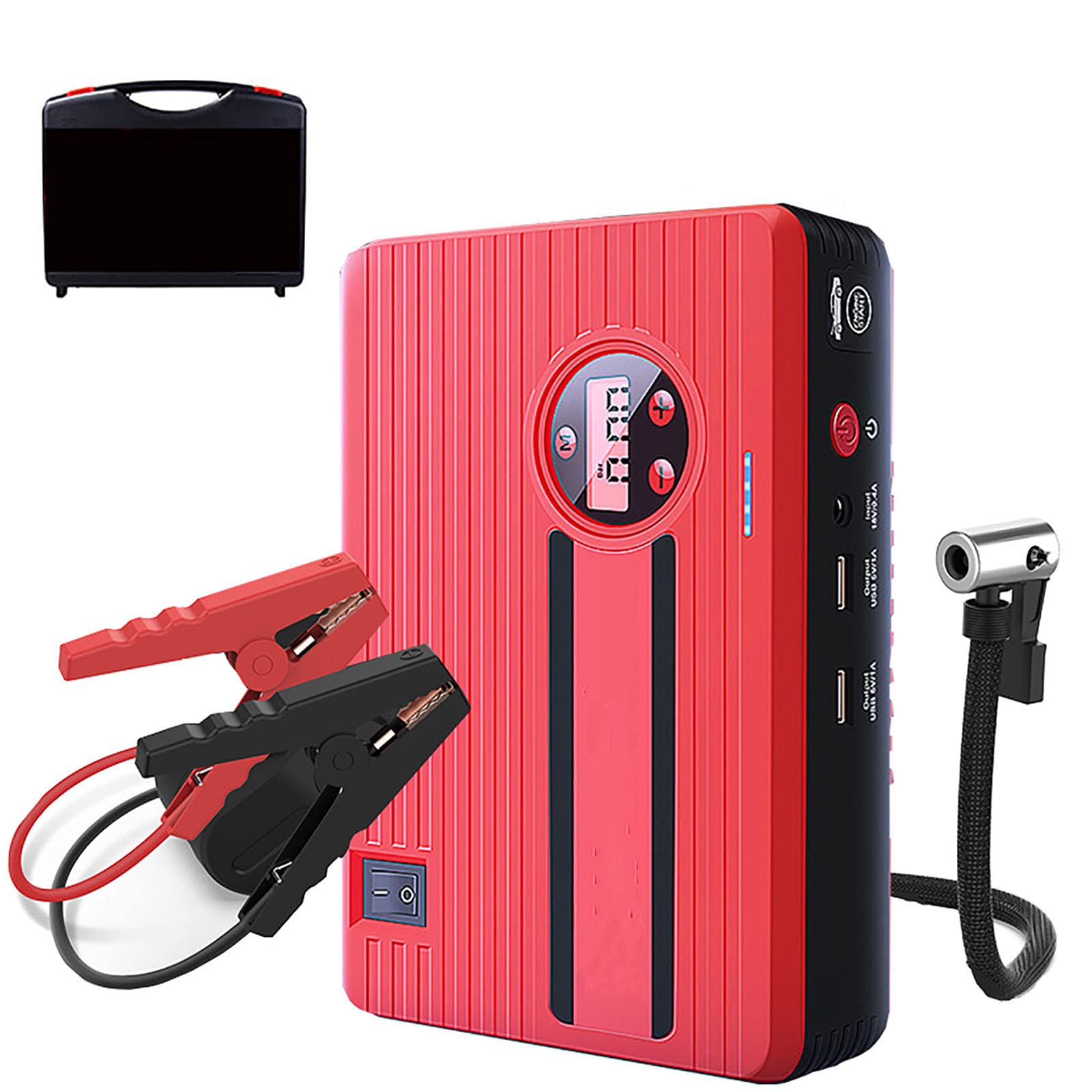 Avviatore di Emergenza per Auto 4 in 1, Pompa da 28000 mAh, compressore d'Aria, Power Bank, Booster per Batteria per Auto da 12 V, gonfiatore Digitale per Pneumatici da 150 PSI