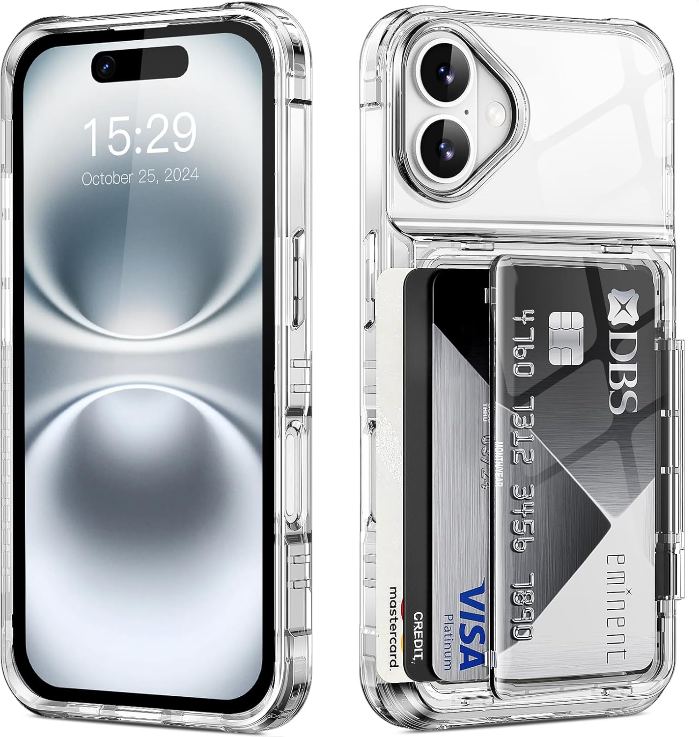 ACANDYA for iPhone 16 Plus Case Wallet Clear Protective Phone Case with Credit Card Holder Heavy Duty Protection Shockproof Anti-Scratch Anti-Yellow Cover for iPhone 16 Plus 6.7 inches Transparent