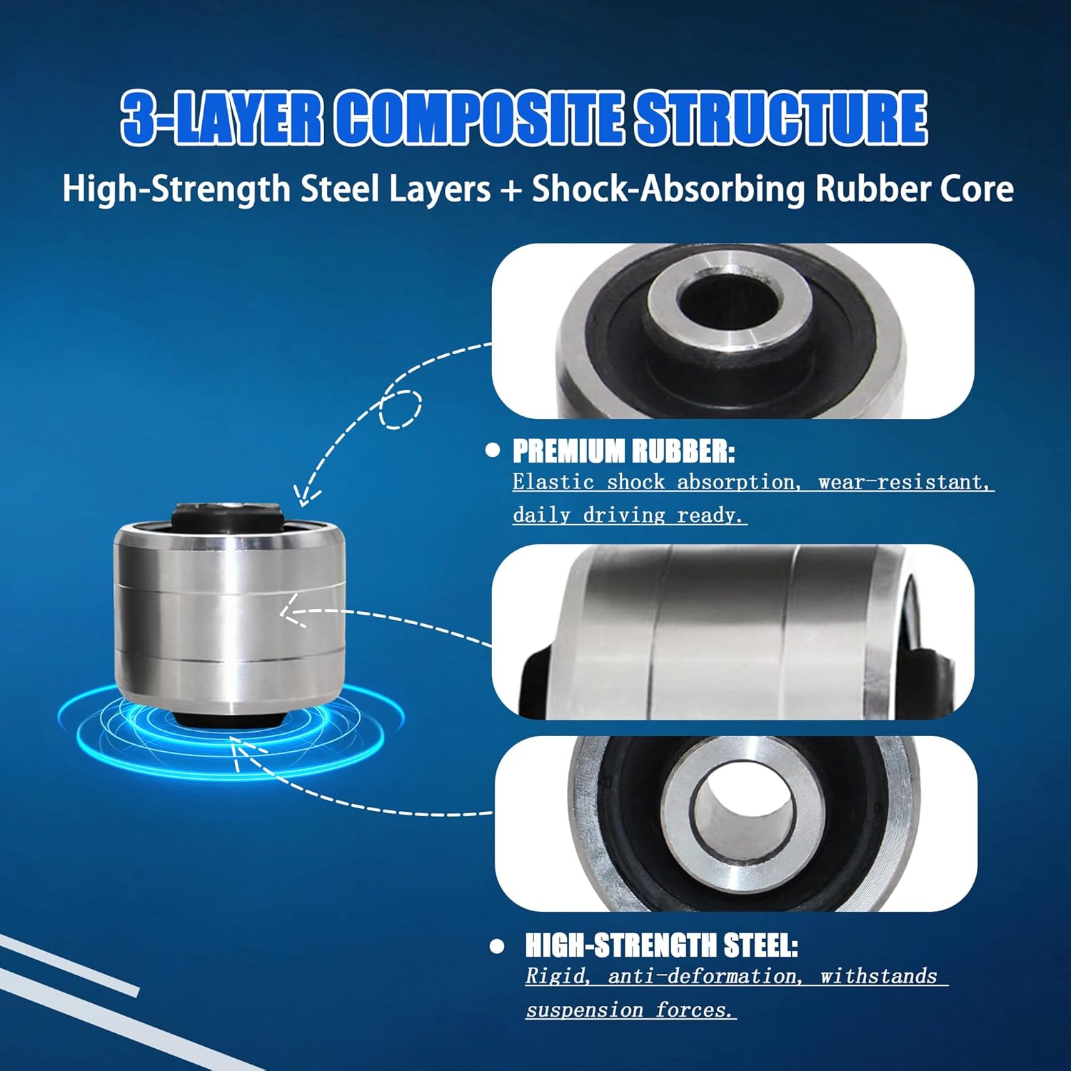 6PCS 523-082 Suspension Knuckle Bushing compatible with Dodge Journey 2009 2010 2.4L 3.5L, Replaces 4766562AB 4766563AB 68104664AA 68104665AA K201354 K201383