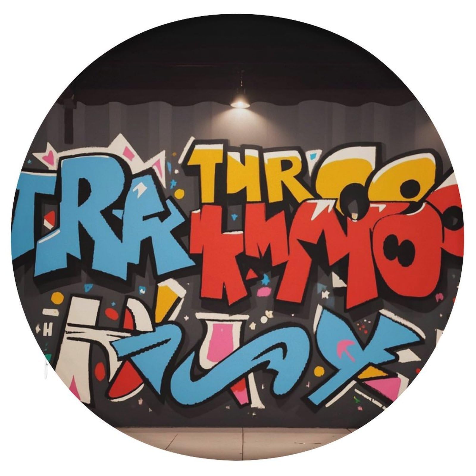 FekiLoot Graffiti Hip Hop Seat Cushion Comfort Memory Foam Seat Cushion Chair Pad Soft Round Stool Cushion Chair Cushion Removable Washable Cover for Home Office Outdoor Bistro 15.35 Inch