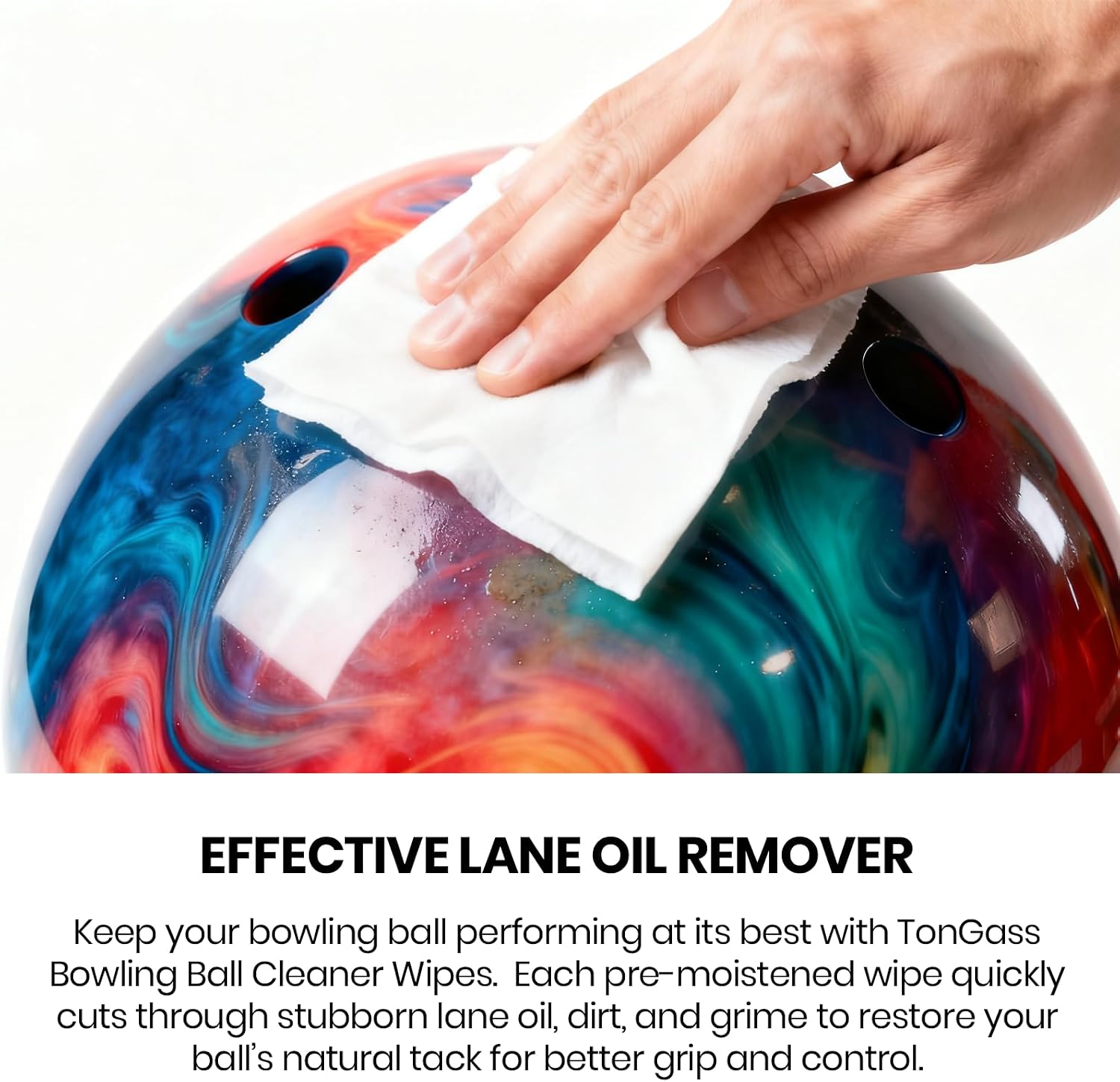 TonGass Bowling Ball Cleaner Wipes, 20/60 Counts Bowling Cleaning Wipes, Remove Lane Oil, Dirt, Grime, Scuff & Belt Marks, Safe on All Balls, Portable Ball Care Accessories for Easy Maintenance