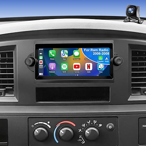 5GWiFi Upgrade Car Radio for Dodge Ram 1500/2500/3500 2006 2007 2008, 6.8inch Stereo, Dodge Durango 2004-2009 Chrysler 300/300C 2005-2007, Jeep Grand Cherokee 2005-2007, Wirelss CarPlay Camera GPS FM