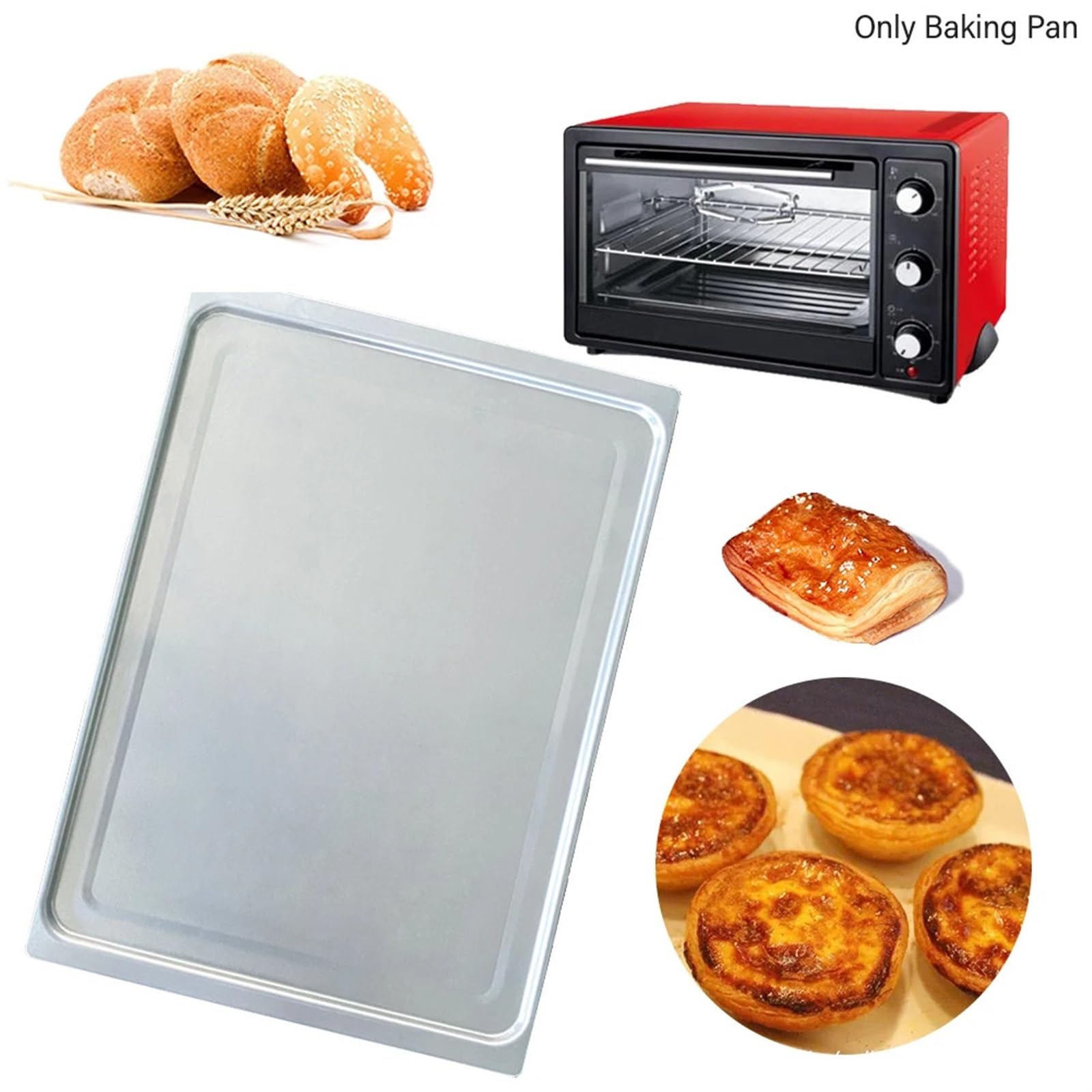 Herramienta de cocina rectangular, horno de repostería, bandeja for hornear fácil de limpiar, hoja de galletas de Pan profesional saludable, aleación de aluminio antiadherente Bandeja Para El Horno