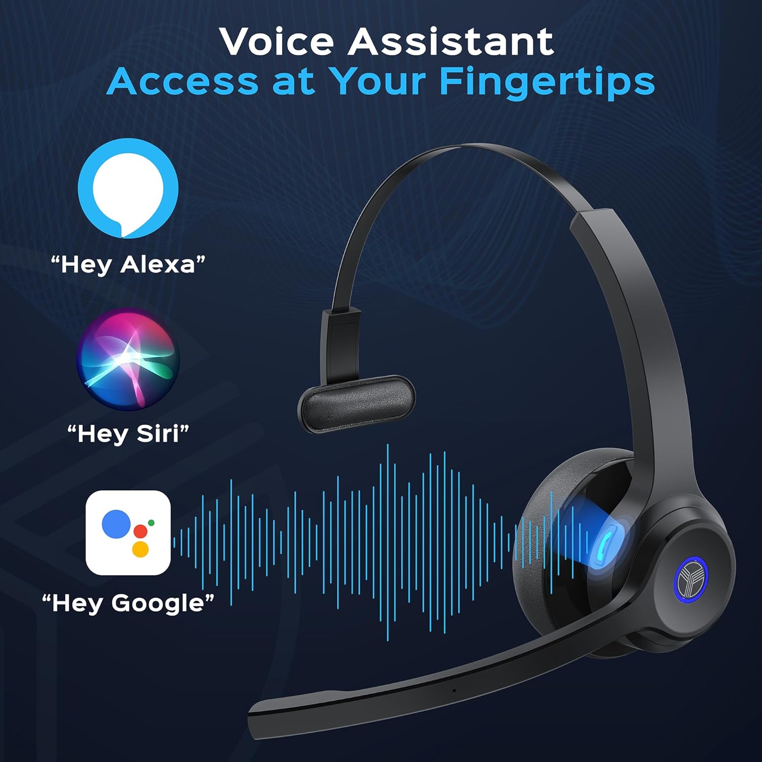 TREBLAB C7 - Single Ear Bluetooth Headset with Mic, Bluetooth 5.4, 45H Playtime, Type-C Fast Charging, IPX4 Waterproof, Wireless Headset with Mic for Trucker, Work, Calls, Home Office - Image 9