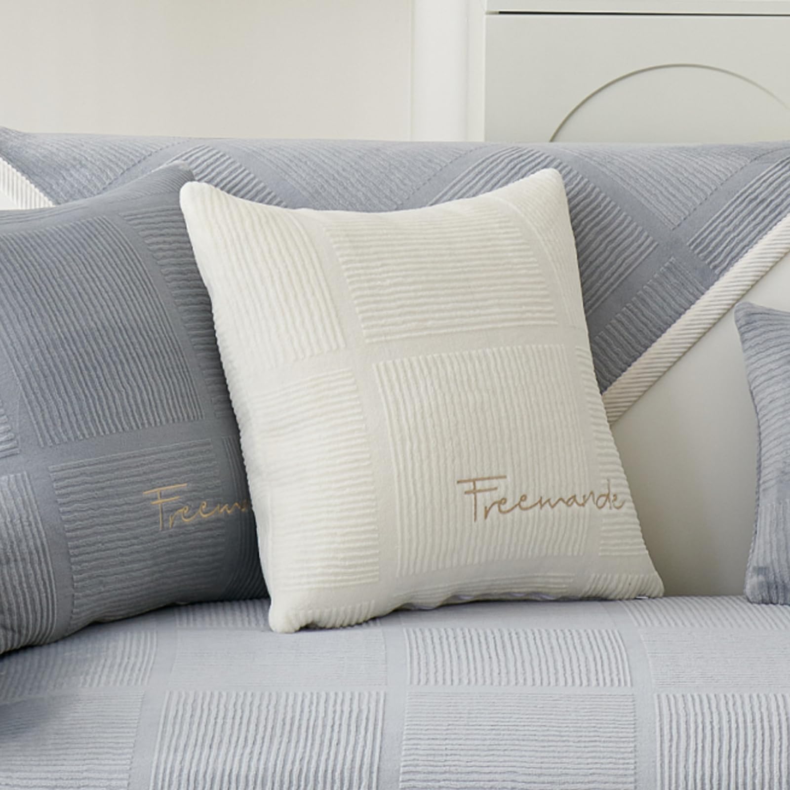 GKXLH 1PC Cushion Covers - Solid Soft Soft Milk Flannel 45x45 Pillow Cases for Couch Sofa Home Decoration (Milk Fleece Beige White, Pillowcase 45x45 cm)