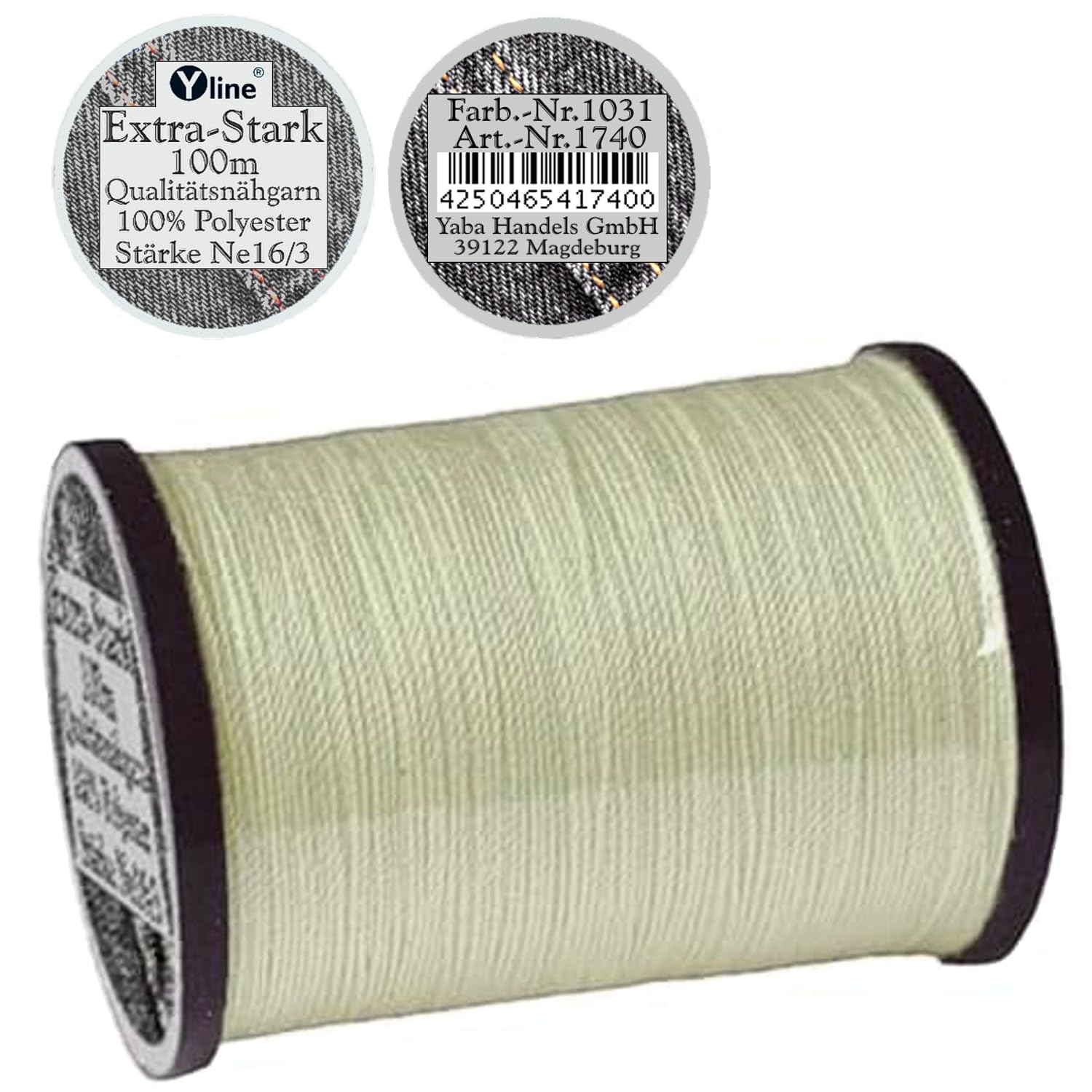 Nähgarn Extra-Stark – 100m Spule, Polyester, Dunkelgrün (1055), NE 16/3 Für Nähmaschine & Handarbeit