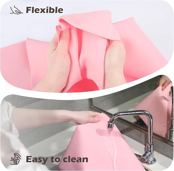 SOSMAR Extra Large Silicone Mats for Worktops 60x40cm, Silicone Sheet for Resin, Craft Painting Mat for Kids, Kitchen Worktop Protector, Heat Resistant, Non-Slip, Waterproof, Pink