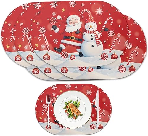 Miniatura 126 de Juego de 6 manteles individuales lavables para mesa de comedor, resistentes al calor, mesa de cocina, decoración del hogar, lavable, ovalada, de