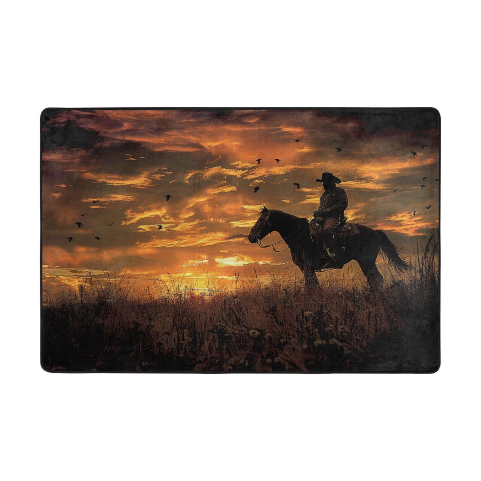 Amazon.com: XYMZR 2' x 3' Area Rugs Cowboy Sunset Orange