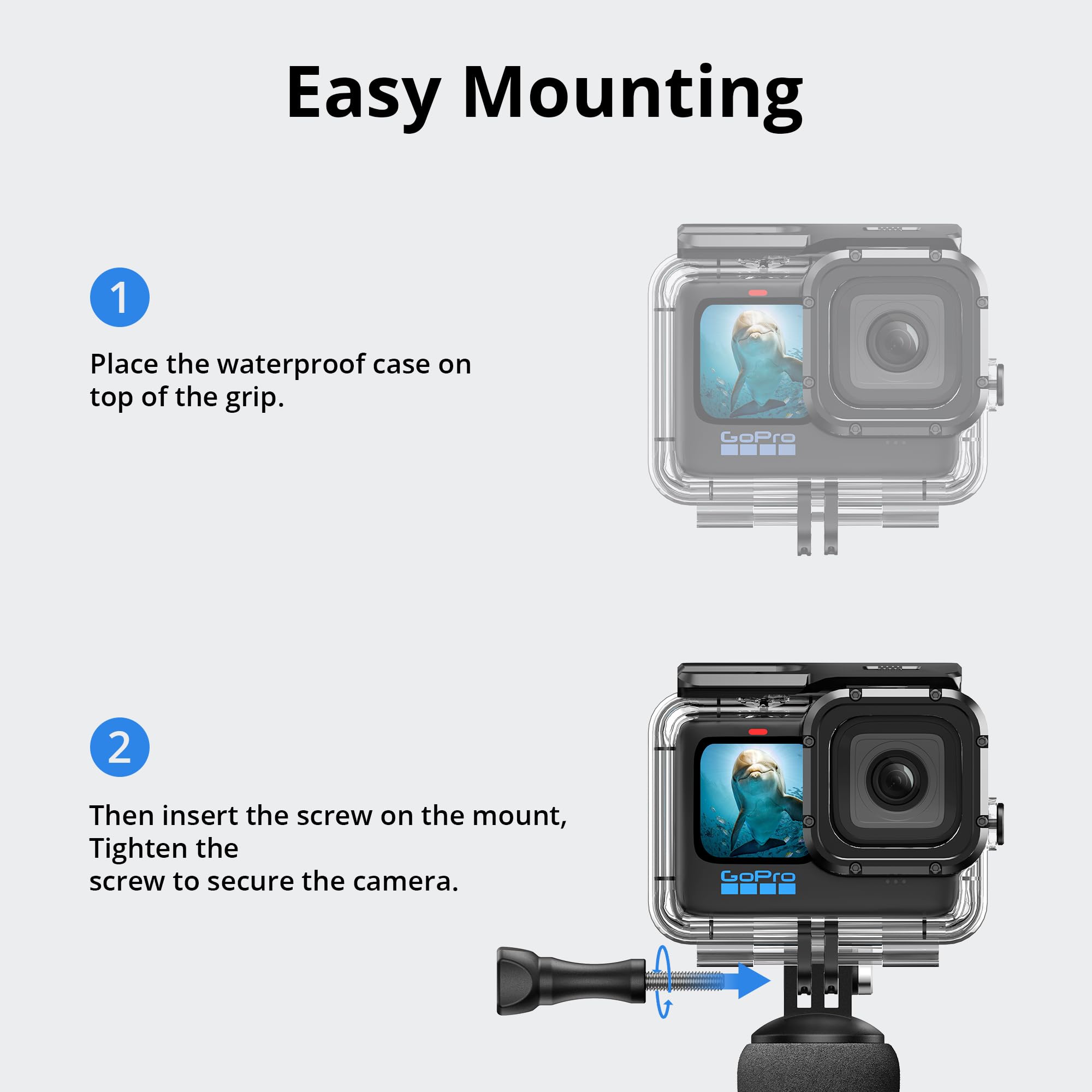 ATUMTEK Pływający uchwyt do GoPro, wodoodporny podwodny ręczny drążek monopod kompatybilny z GoPro Hero 13, 12, 11, 10, 9, 8, 7, 6, DJI Osmo, AKASO, SJCAM, pomarańczowy