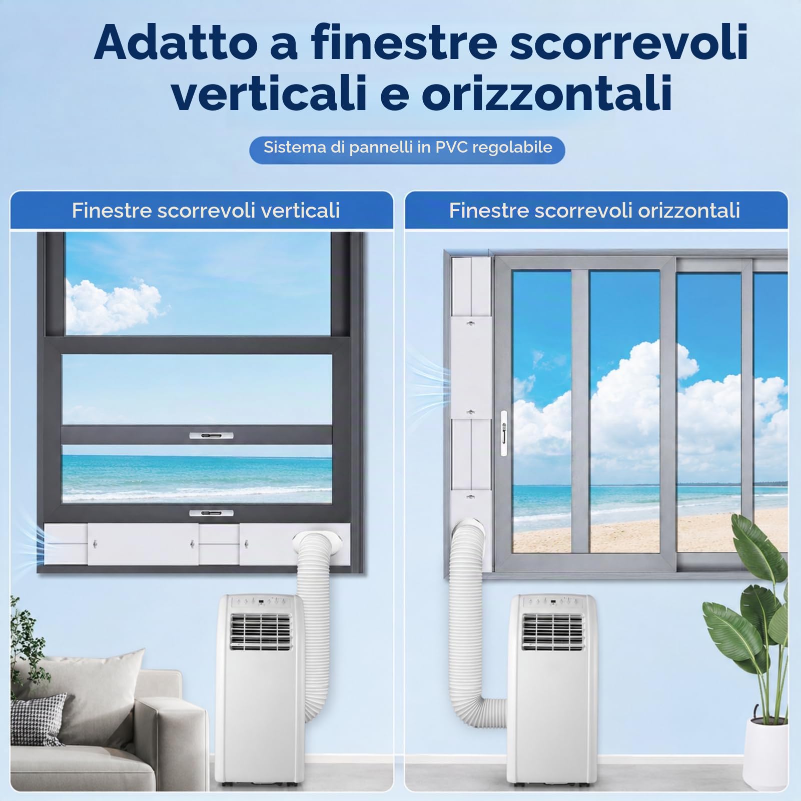 kit di finestre con condizionatore d'aria portatile lvifloae 4pcs deconnottamento della finestra scorrevole regolabile con un pannello di tenuta senza soluzione di continuità 150