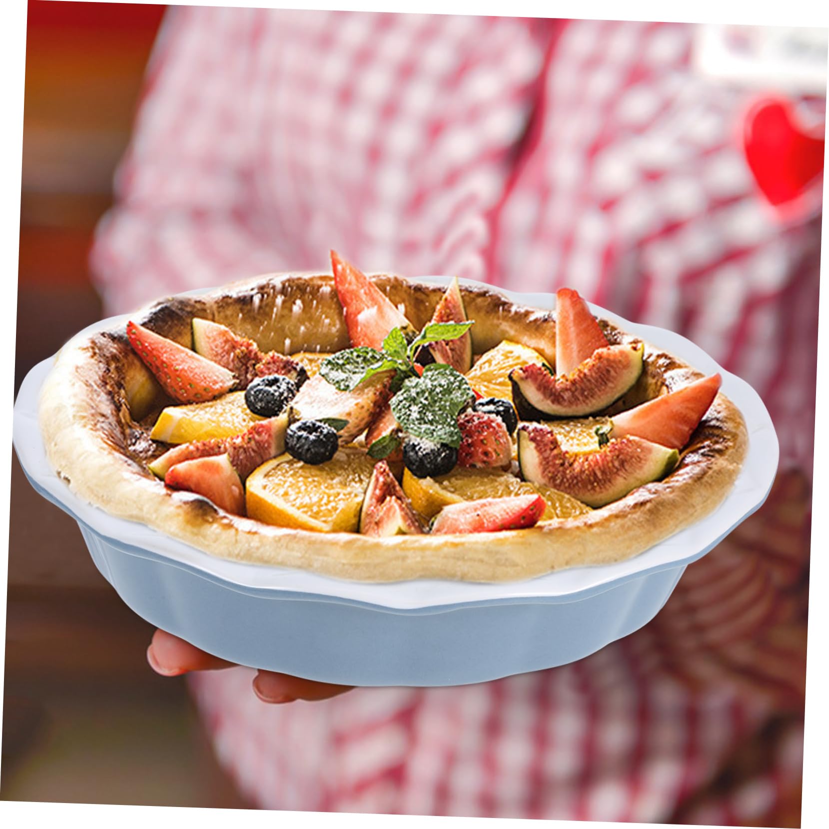 Mobestech Plat à Tarte Four en Céramique Rond 1 Pc, Cuisson Uniforme