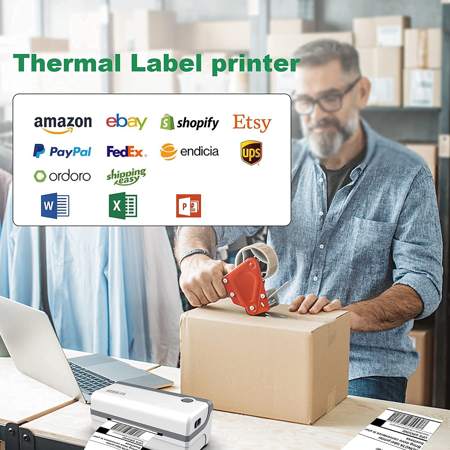 Thermal Label Printer, High-Speed 4x6 Shipping Label Printer ...