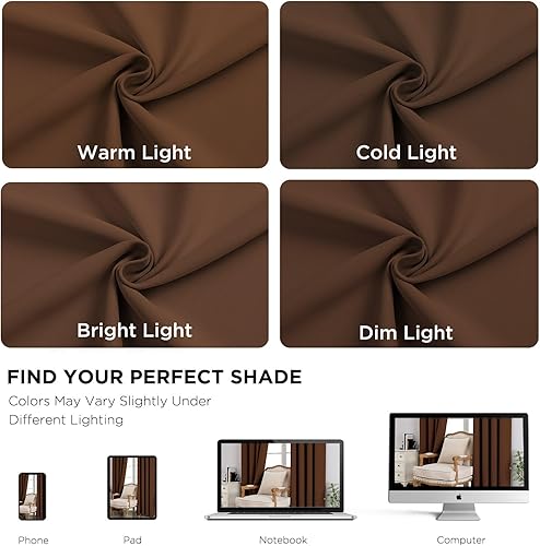 Miniatura 6 de CUCRAF Cortinas opacas de oscurecimiento de habitación para dormitorio, cortinas de bloqueo de luz para sala de estar, 52 pulgadas de ancho x 84