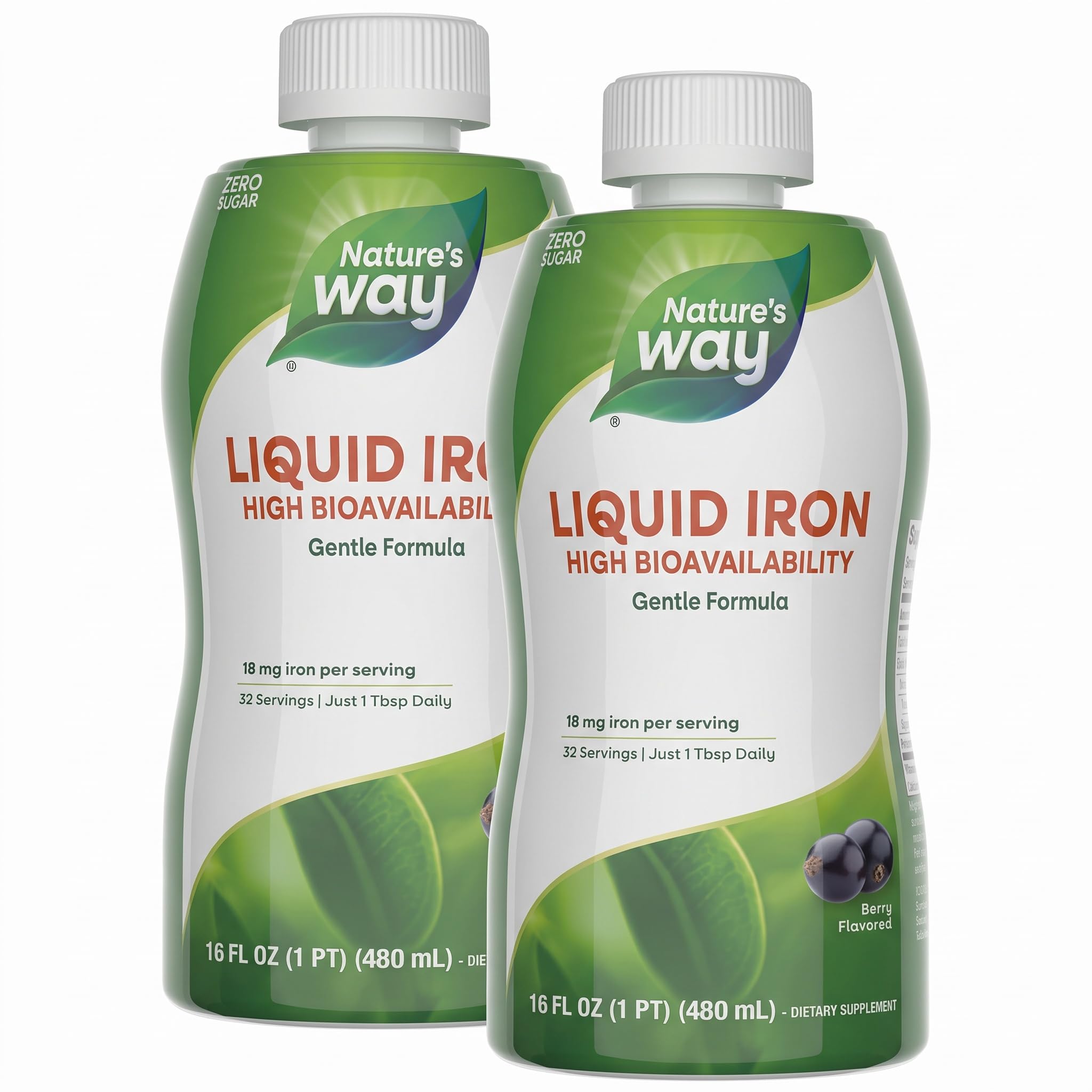 Nature's Way Liquid Iron, liefert täglichen Wert von Eisen, Zuckerfrei, Berry Flavored, 16 Fl. Oz. (Pack von 2)