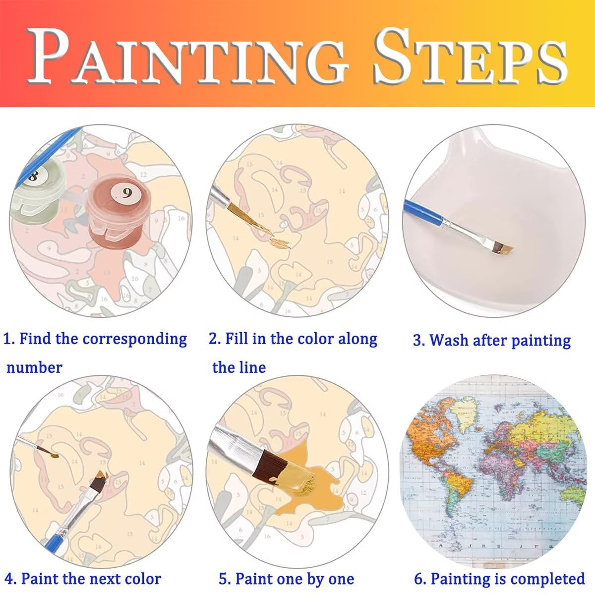 Dipingi con i Numeri Adulti Mappa, Paint by Numbers Astratto, Kit di Pittura Acrilica Hobby Creativi Adulti Fai-da-Te con Vernici e Pennelli per Decora la Casa, Regalo 90x120cm Senza Cornice AQ-5
