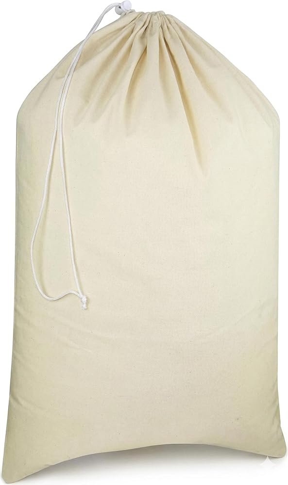 Urban Villa Laundry Bags 1-Pack 28”x36" Extra-Large Cotton Canvas Heavy Duty Washable Durable Travel Laundry Sacks with Drawstring Closure Reusable Hamper Liners for Dirty Clothes Delicates & Lingerie