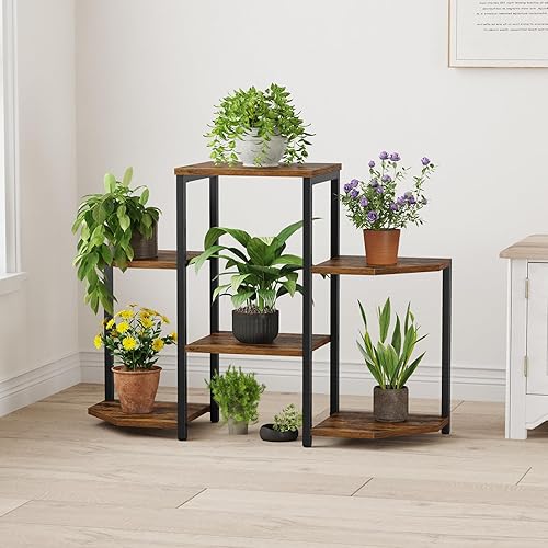 Miniatura 3 de Soporte para plantas de interior, estante esquinero para múltiples plantas, soporte para 6 macetas, soporte grande para flores de 6 niveles, estante
