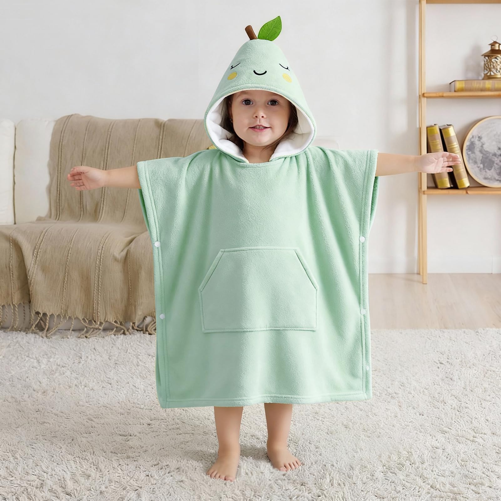 Bebamour Baby Hooded Towels Wearable Hooded Towel for Boys Girls Absorbent Hooded Towel for Toddlers, 25"x 23", 0-6 Years, Dino — view 15