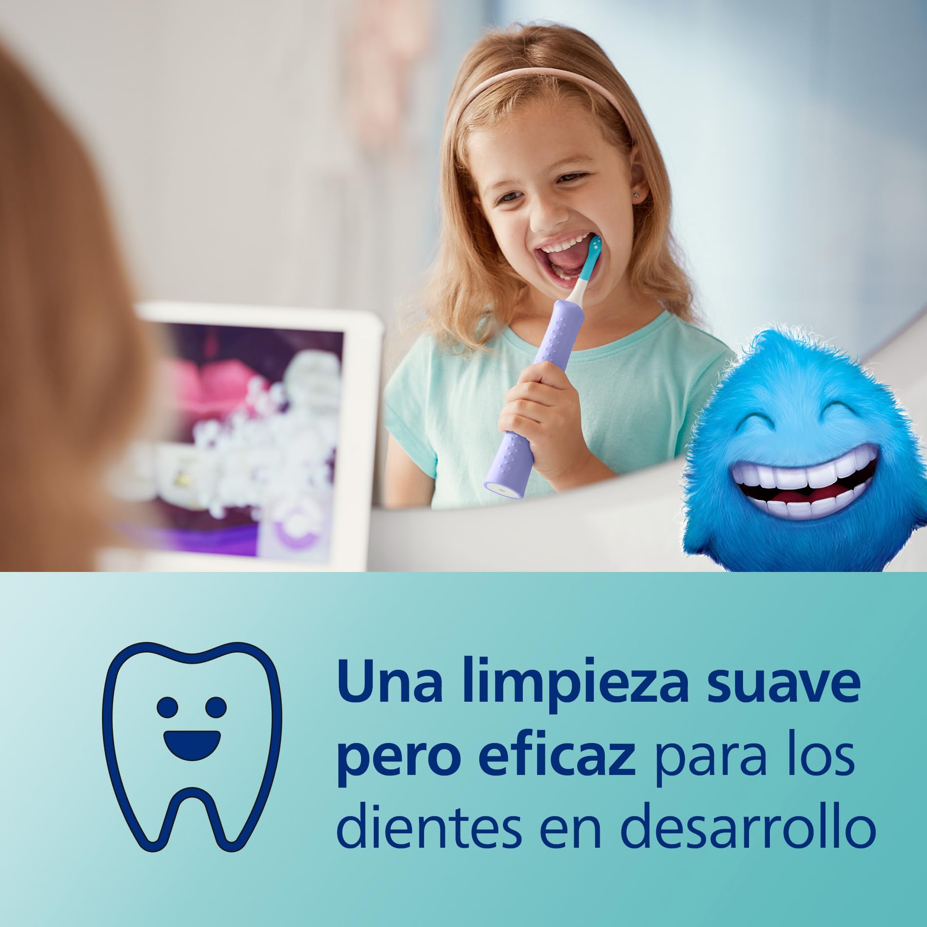 Philips Sonicare For Kids, brosse à dents électrique sonique avec appli, pour enfants de 3 ans et plus, avec KidTimer et KidPacer pour un brossage minutieux, violet, modèle HX6322/12