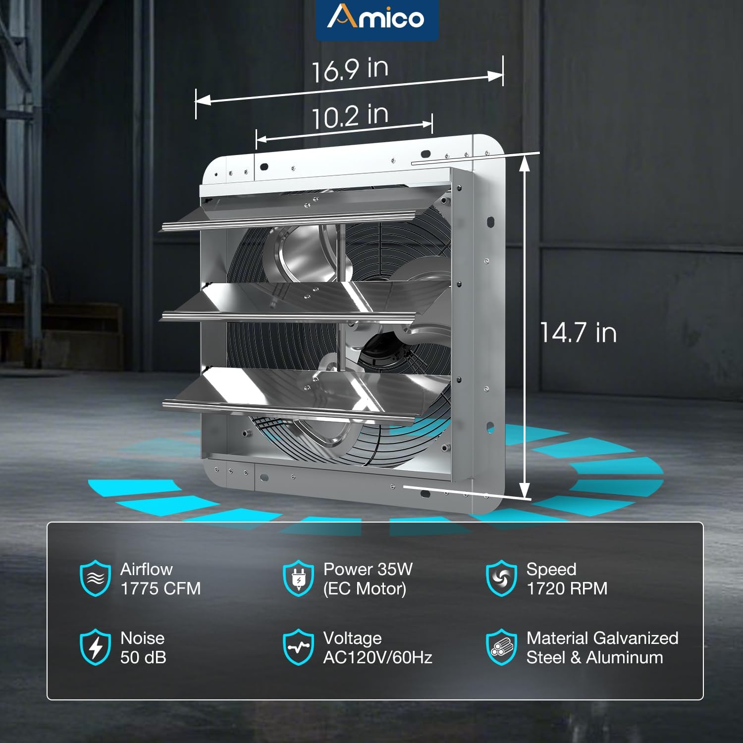 Amico Exhaust Fan dimensions and specifications