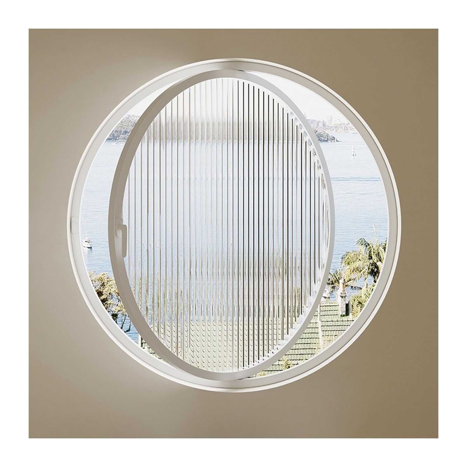 Finestra Girevole con ASSE Centrale Rotondo, finestre di Ventilazione girevoli a 360° con Maniglie, Finestra Artistica in Vetro scanalato con divisorio d'ingresso per soffitta (BIA