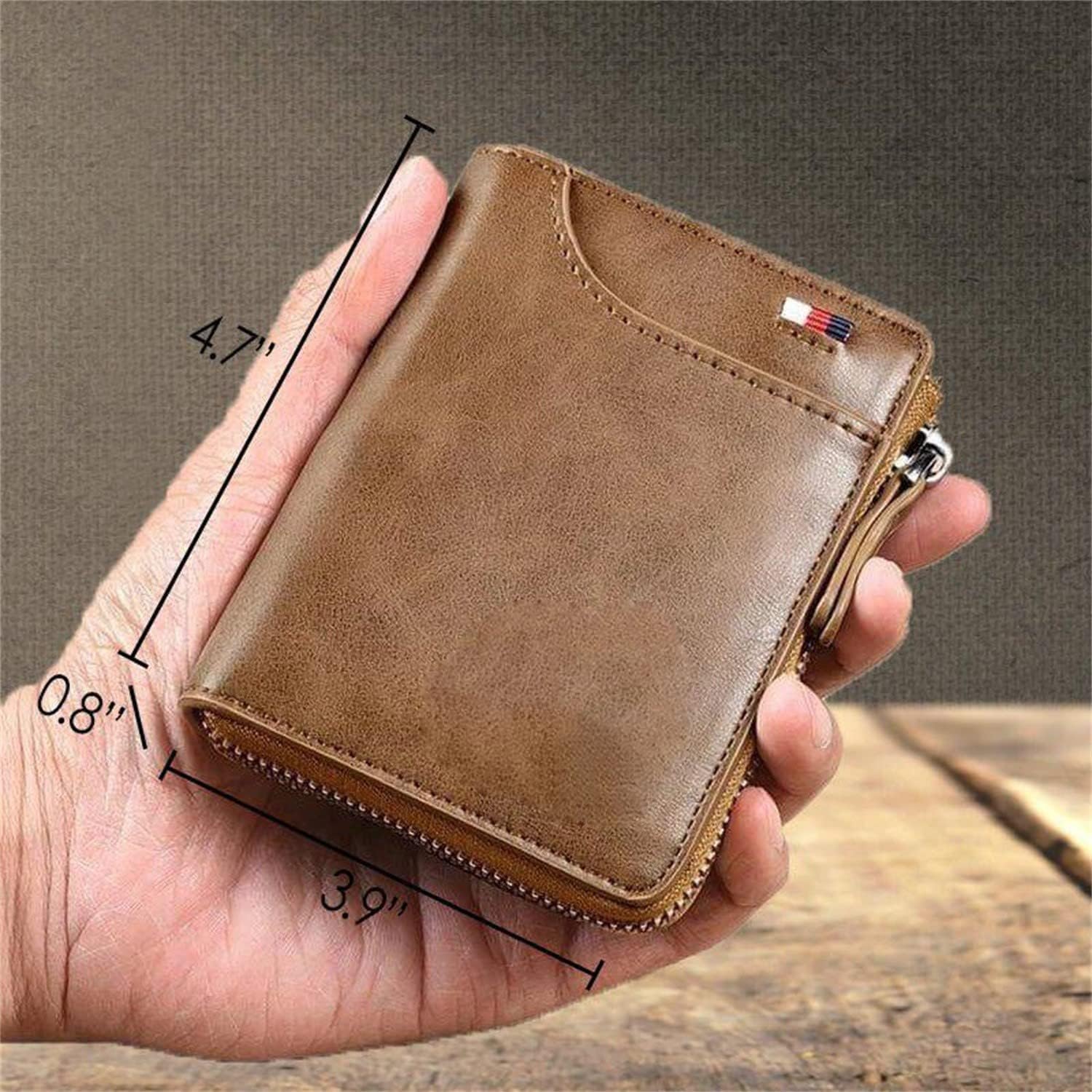 Multi-Functional RFID Blocking Waterproof Durable PU Leather Wallet - 2023 New Large Capacity Zipper Tactical Wallets, Waterproof Soft Slim Leather RFID Blocking Wallet for Men Holds 14 Cards (3PCS)
