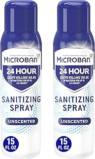 Sponsored Ad - Microban Disinfectant Spray, 24 Hour Sanitizing Spray, Unscented Scent, 2 Count (15 Fl Oz Each)
