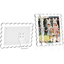 NEUREGY 3 PACK 4 x 6 Picture Frame，Acrylic Clear Scalloped Photo Frame with Magnetic Holder for Vertical and Horizontal, Magnetic Picture Frames for Refrigerator and Desktop Display