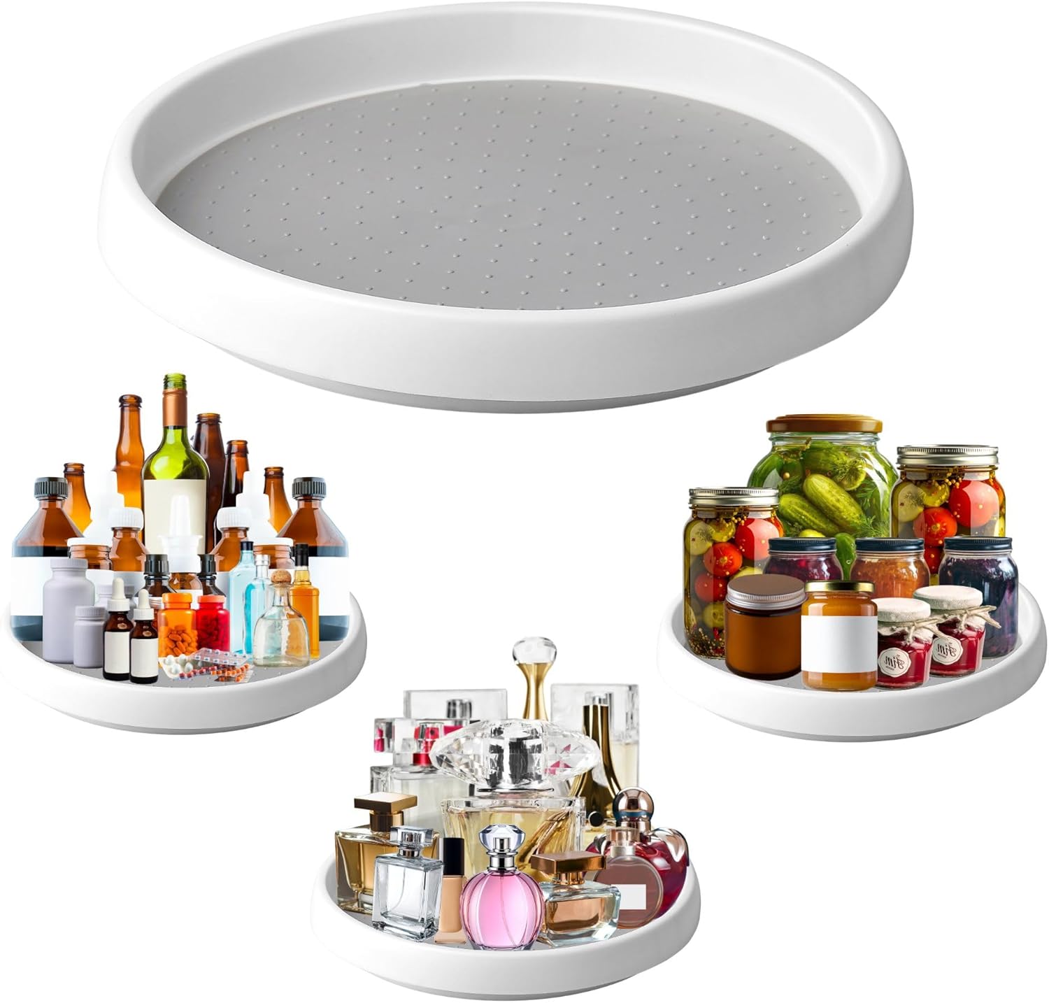 Lazy Susan Organizer Turntable 10 Inch – 4 Pack 360° Rotating Non-Skid Spice Rack for Kitchen Cabinet, Pantry, Refrigerator, Countertop, Bathroom, Makeup & Medicine Storage
