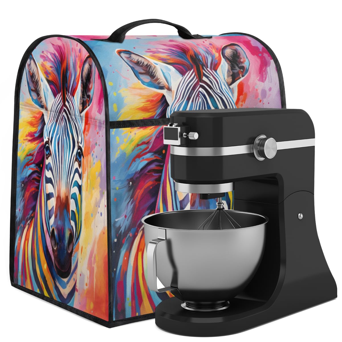 Coffee Maker Cover Colorful Zebra Kitchen Appliance Covers Small Appliance Covers Blender Cover Juicer Cover Dust Covers for Kitchen Appliances with Top Handle and Pockets,Washable,C924