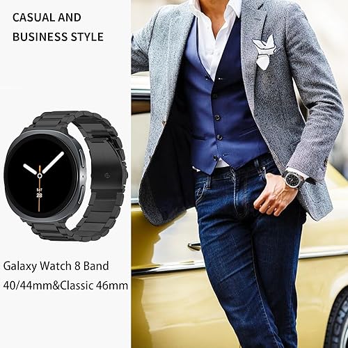 Vista 100 de GOLDTOLUCK Stainless Steel Band Compatible with Samsung Galaxy Watch 8 7 6 5 4 Classic FE Pro 40mm 44mm 46mm 43mm 47mm 45mm 42mm 20mm Men Women Negro