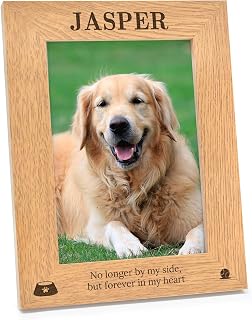 Forever In My Heart Dog Memorial Photo Frame - Personalised Dog, Puppy, Labrador, Retriever, Pug, Pet Loss Wooden Photo Frame Keepsake - Dog Remembrance Picture Frame