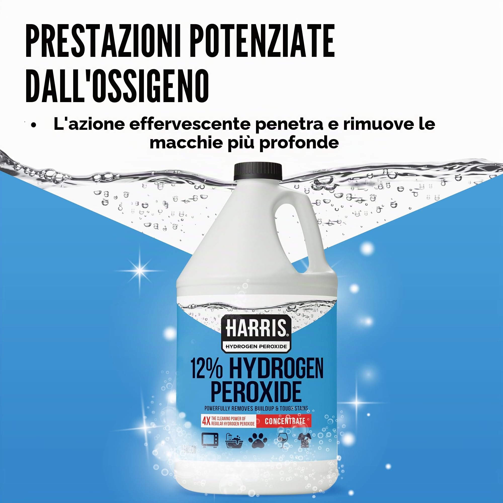 HARRIS 12 Perossido di idrogeno concentrato per uso alimentare, per cucina, bagno, lavanderia, casa e giardino, 3,6 g